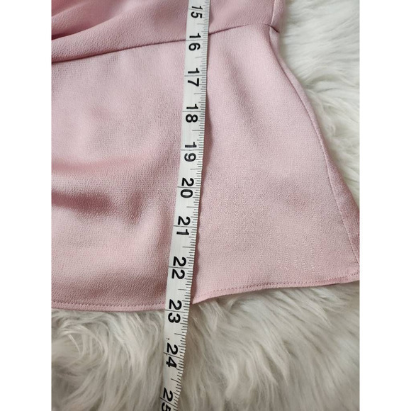 Talbots Womens Peplum Top Pink Solid Long Sleeve Tie Front Zip Blouse Career 4 - Picture 4 of 6